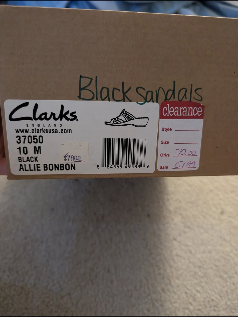New Clarks Women’s Black Leather Slide Sandals